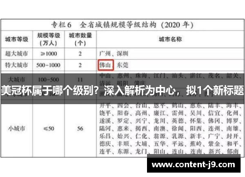 美冠杯属于哪个级别？深入解析为中心，拟1个新标题