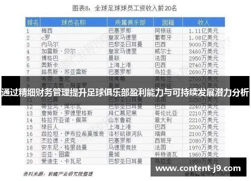 通过精细财务管理提升足球俱乐部盈利能力与可持续发展潜力分析 通过精细财务管理提升足球俱乐部盈利能力与可持续发展潜力分析
